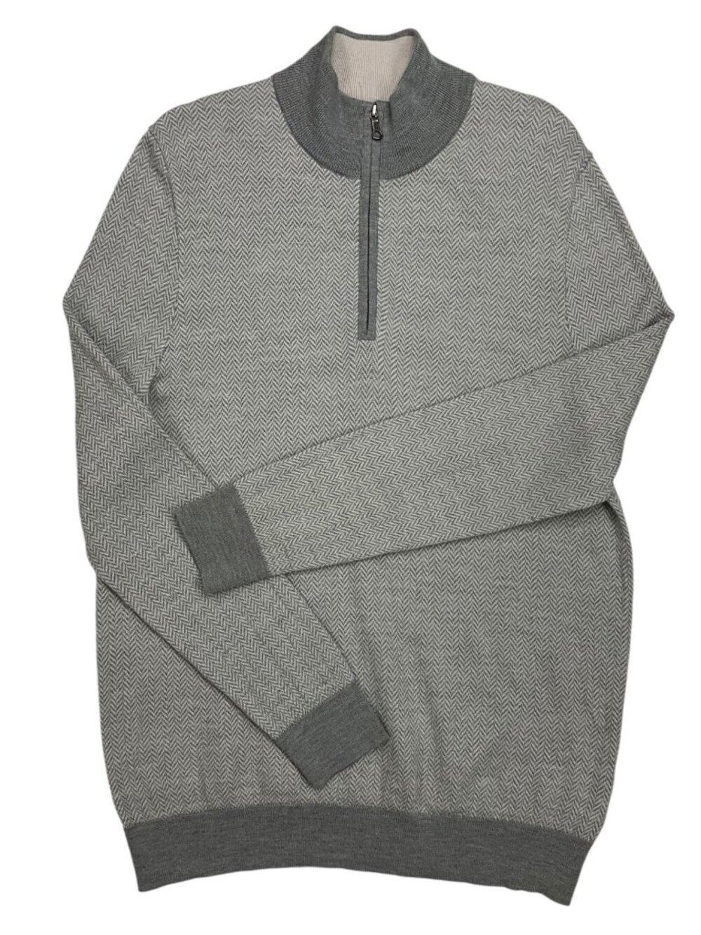 Brooks Brothers Merino Wool Quarter Zip Pullover Sweater XL Gray - Picture 13 of 13